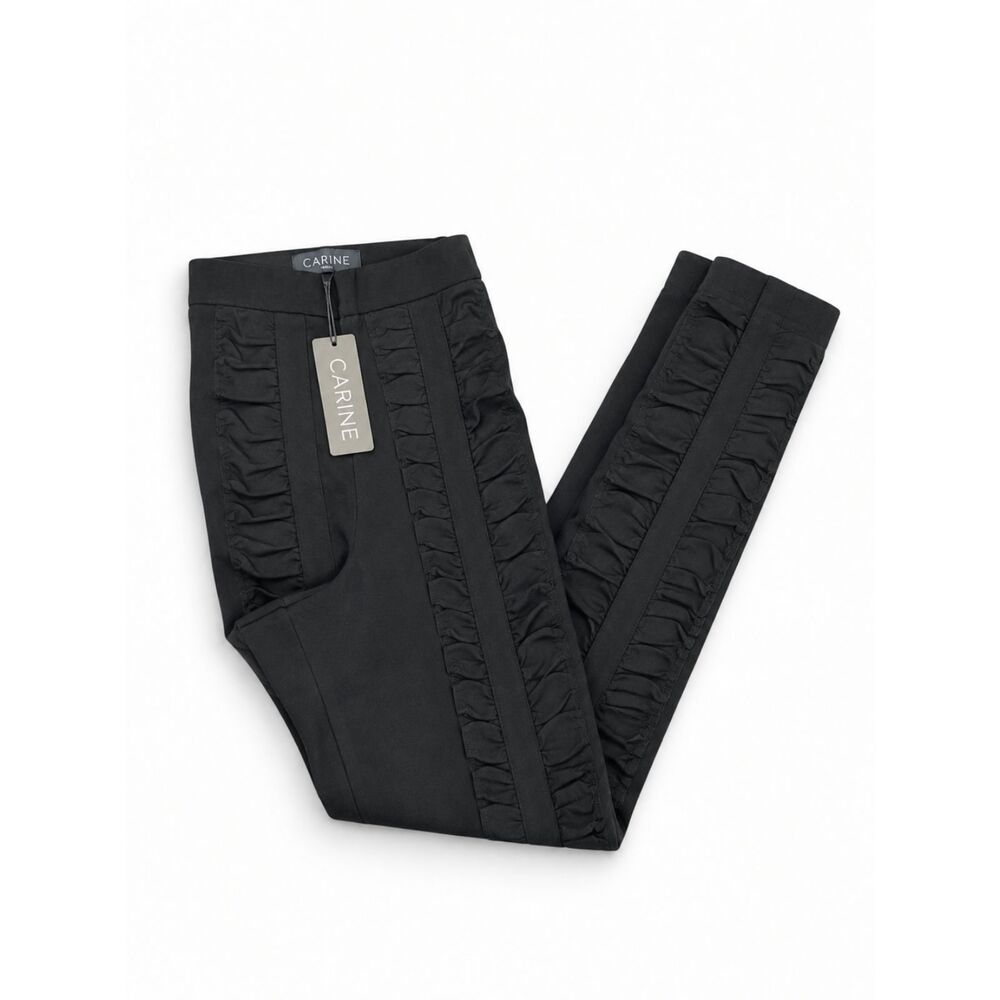Carine International Raffle Black Ruched Skinny Pants Size 8